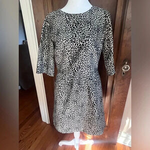 Alice + Olivia Animal Print Shift Mini Dress 3/4 Length Sleeves Women Size M, 6